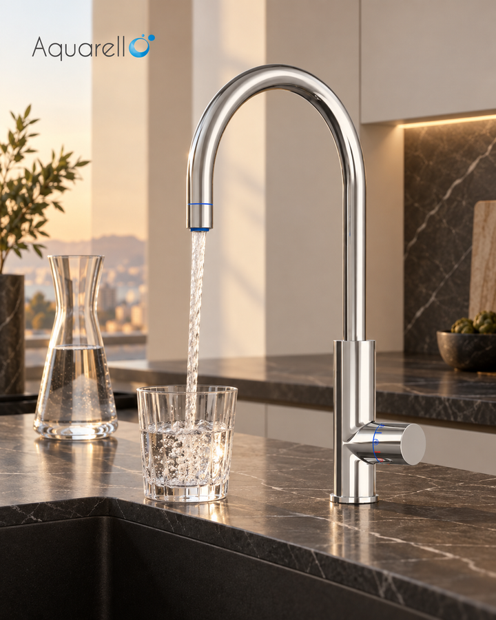 FLOW3 - 3 Weg-Heisswasserarmatur  für gefiltertes, heißes, kaltes &amp; sprudelndes Wasser