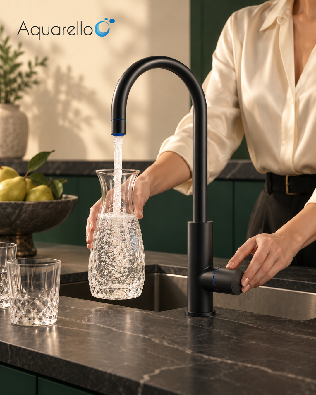 FLOW3 - 3 Weg-Heisswasserarmatur  für gefiltertes, heißes, kaltes &amp; sprudelndes Wasser
