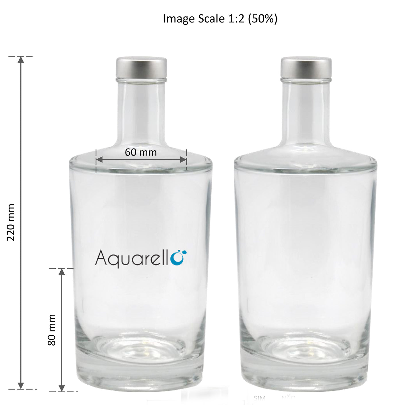 Glasflasche 75cl  - Aquarello Glasflasche MODEL1 B