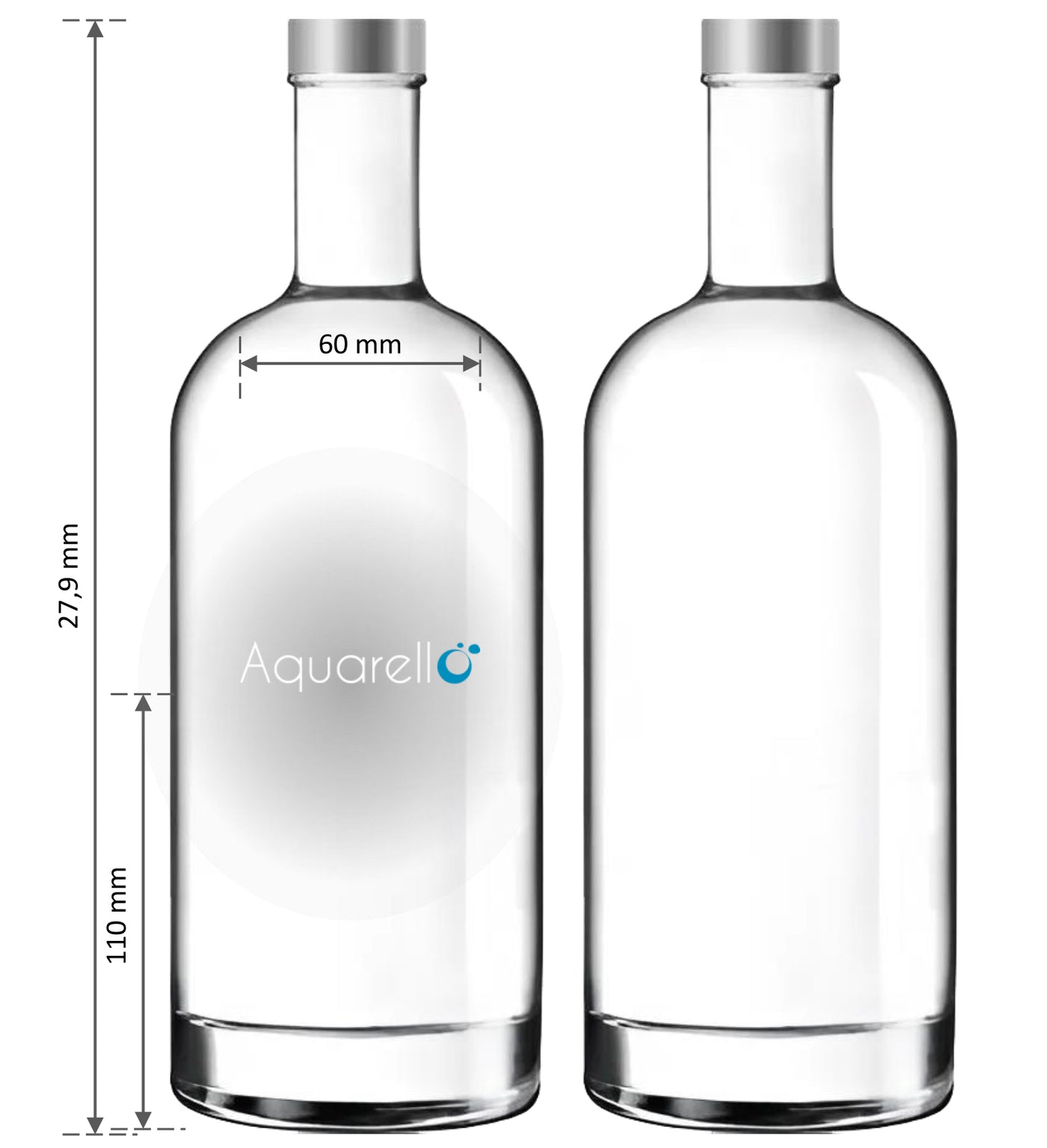 Glasflasche 100cl  - Aquarello Glasflasche MODEL3