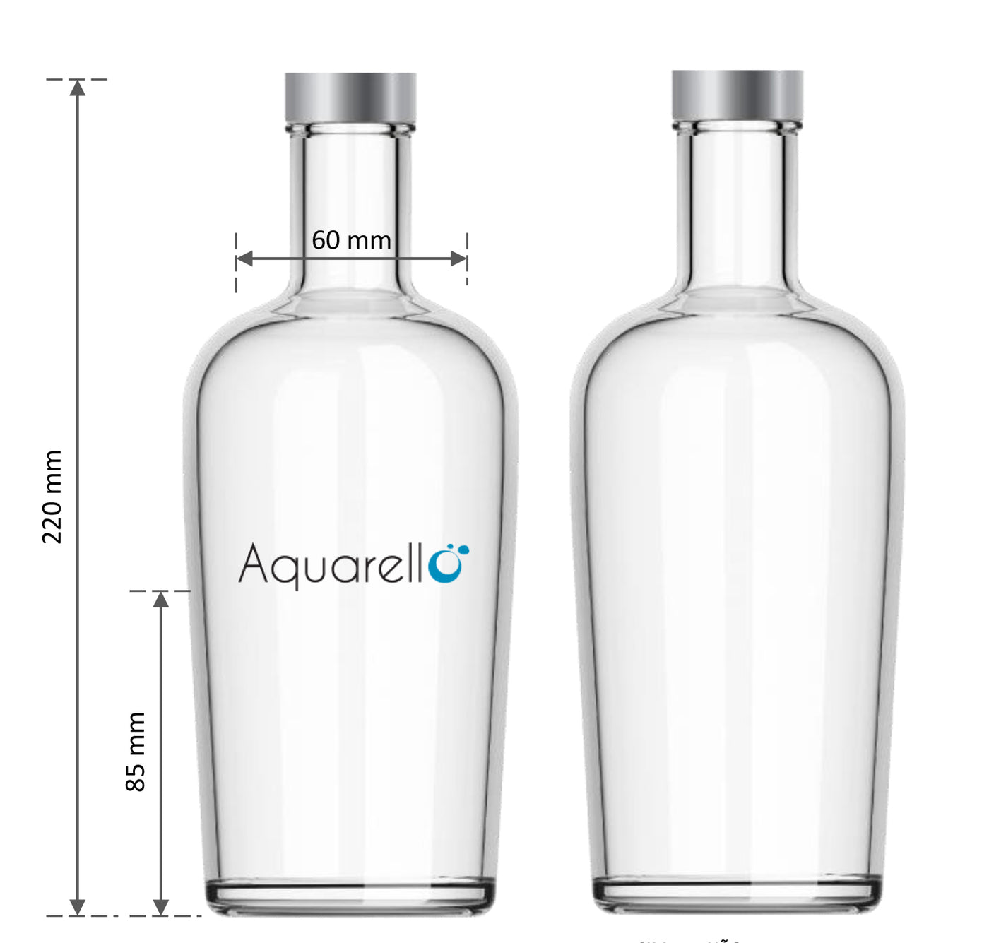 Glasflasche 75cl  - Aquarello Glasflasche MODEL1 C