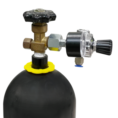 Hochwertiger CO2 Druckminderer mit 1/4" Rohranschluss (Push-fit) für einfache Installation und Druckregulierung