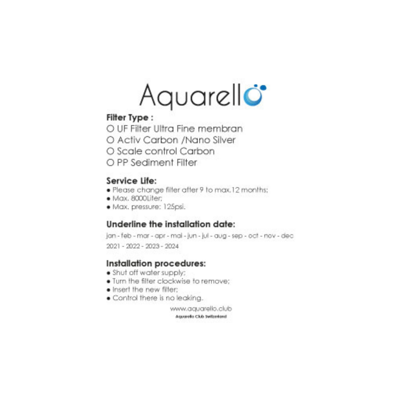 Aquarello 2-Stufen Wasserfilter kompatibel mit SODA, WAVE, FLOW und PURE Geräten