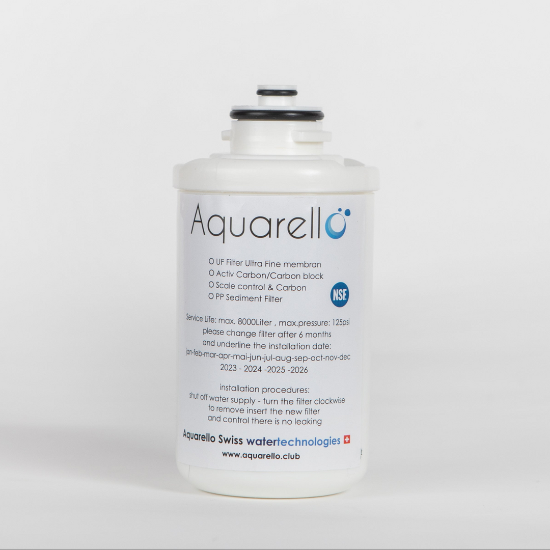 Filtre à eau au charbon actif de 4 pouces pour Aquarello SODA2 et PURE1 – Élimine les substances nocives telles que le chlore, les pesticides et les nitrates